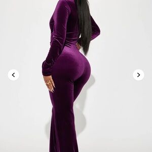 Fashion Nova Deep Purple Velvet Jumpsuit